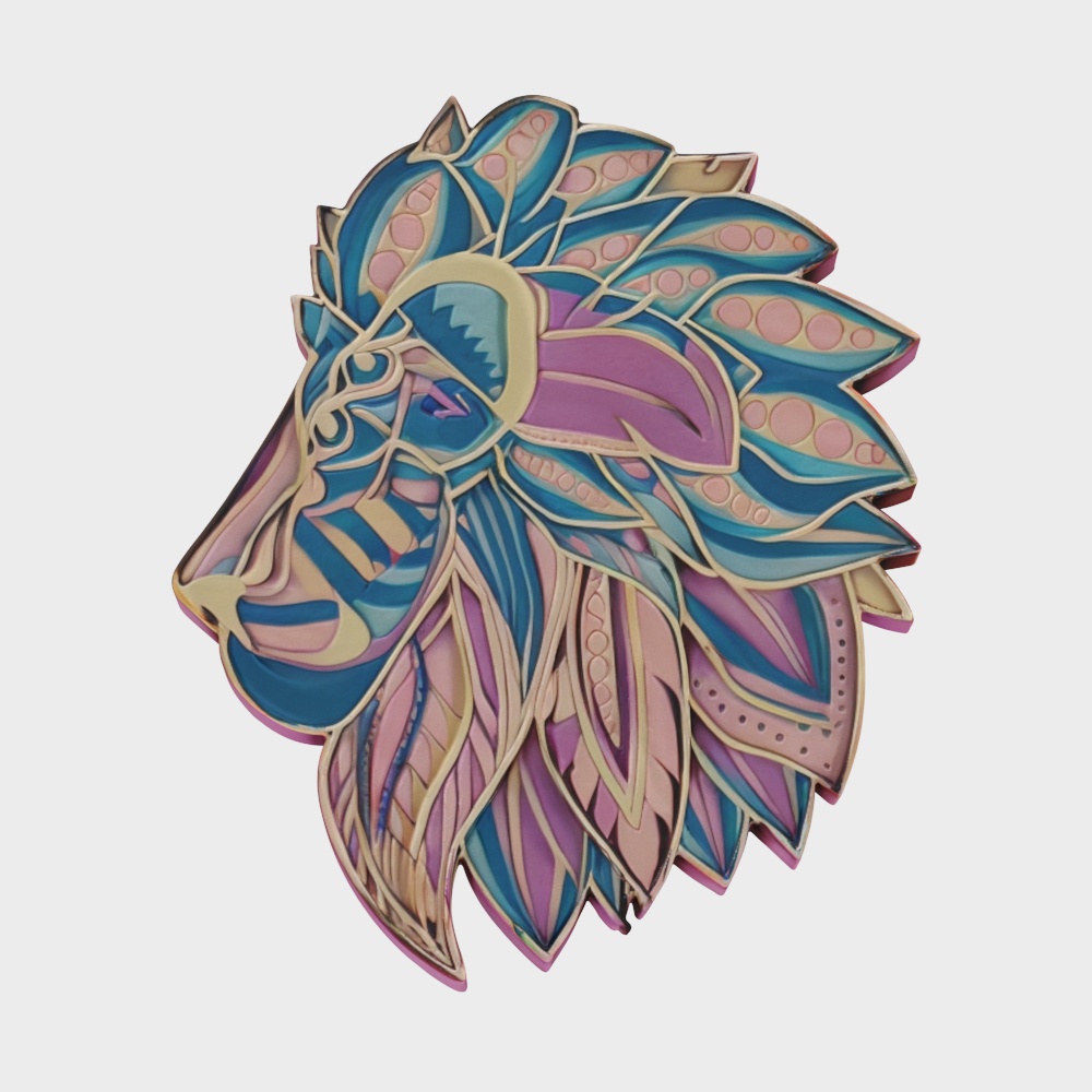 Dream King Low-Poly Lion 3D Model – Mystic Gradient Mane