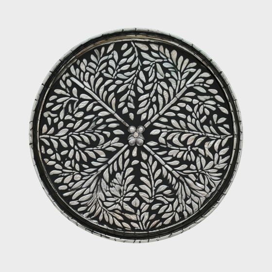 Black Silver Leaf Pattern Disk 3D model