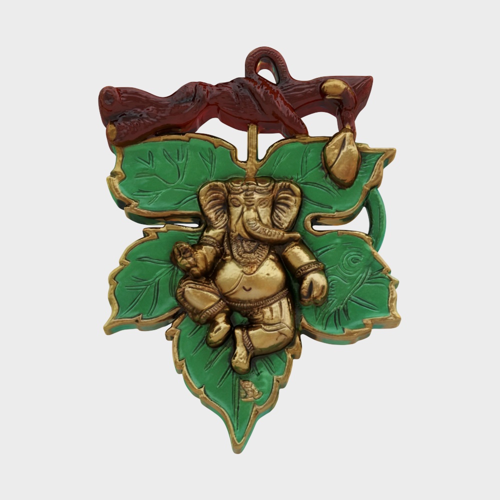 Charmy Crafts Metal Ganesha on Leaf