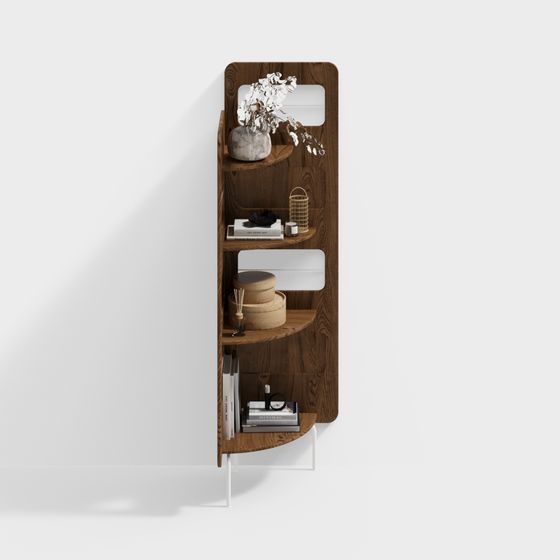 Curved Elegance Bookshelf 3D model