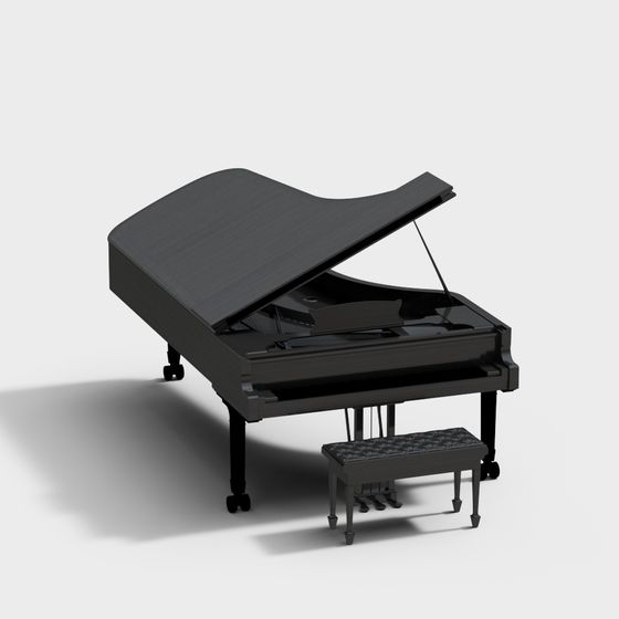Stylish Black Piano 3D model for Creative Projects