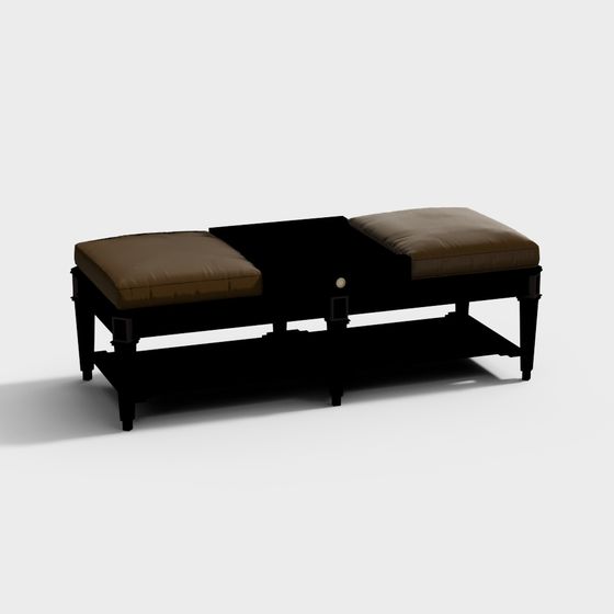 Sleek Dual Ottoman 3D Model for Modern Interiors