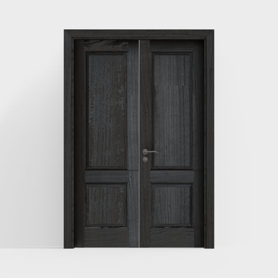 Vintage Double Door 3D model with Low-Poly Design