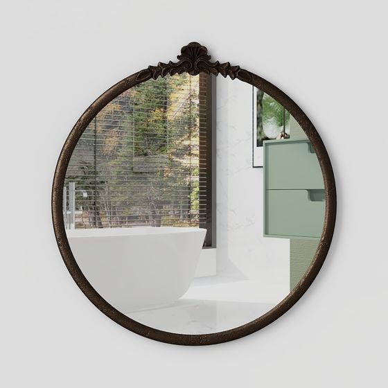 Vintage Round Mirror 3D model