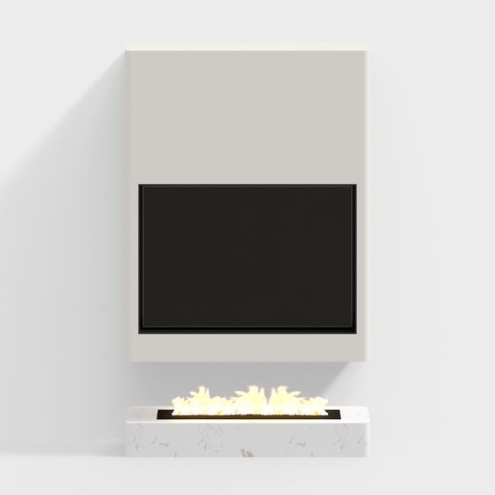 Stylish Low-Poly Fireplace 3D model for Modern Interiors
