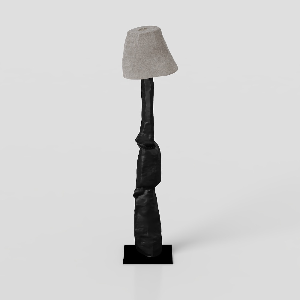 Elegant Low-Poly Floor Lamp 3D Model – Black and Gray