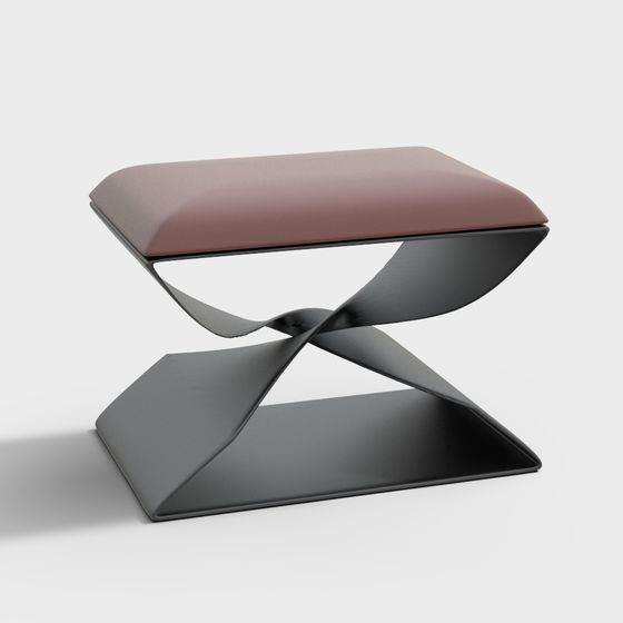 Sleek Modern Metal Stool 3D model