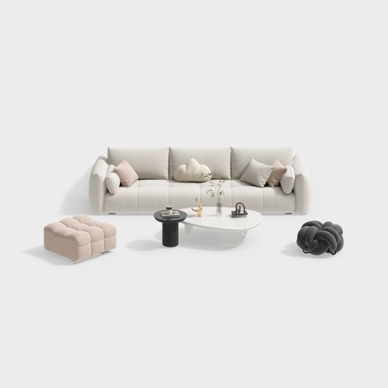 Stylish Urban Living Room 3D Model for Designers