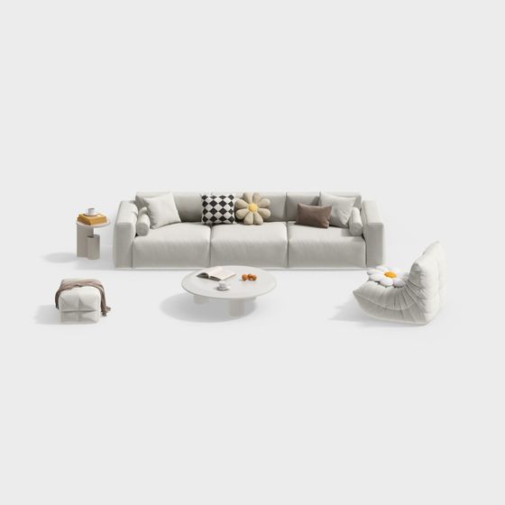Cozy Corner Sofa Set 3D model for Modern Interiors