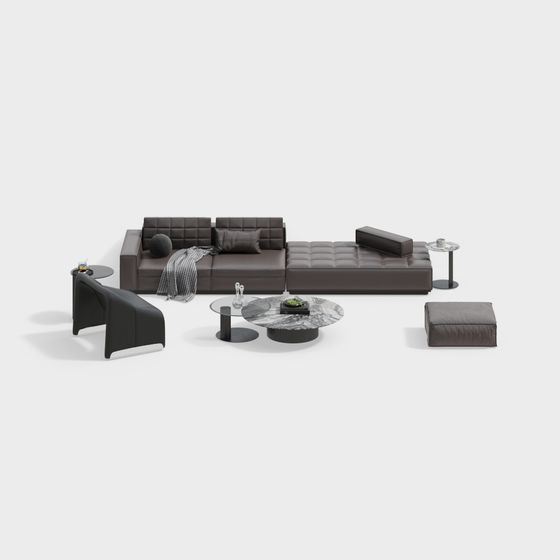 Stylish Urban Living Room Set 3D model