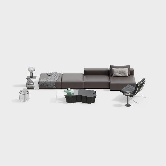 Urban Living Room 3D model for Modern Spaces