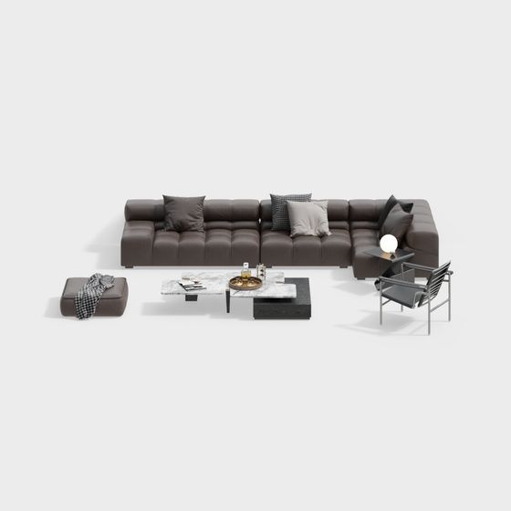 Stylish Low Poly Sofa Set 3D model for Modern Interiors