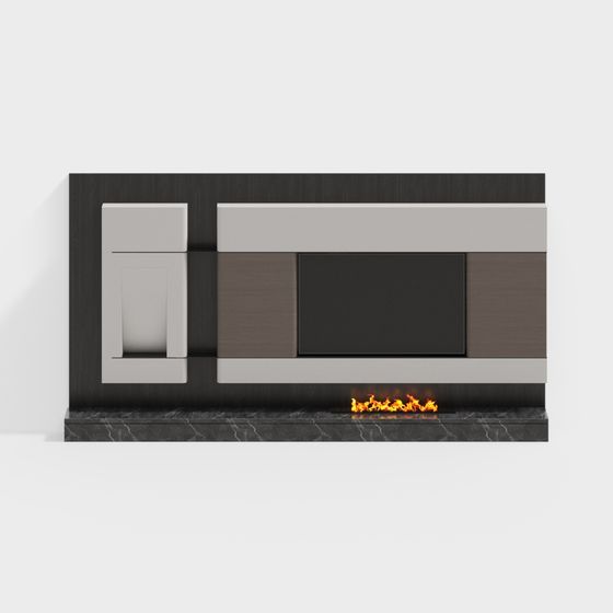 Современный камин Италии на фоне телевизора