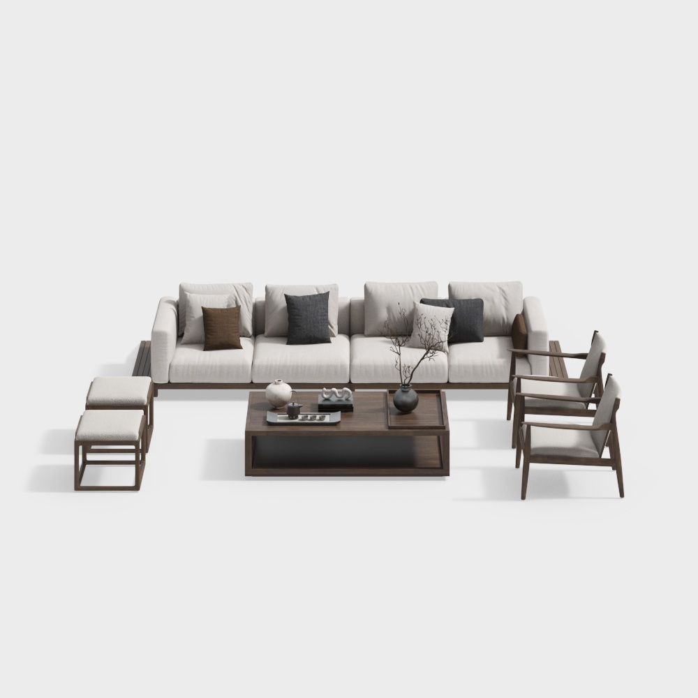 Medieval Style Living Room Sofa and Coffee Table Set