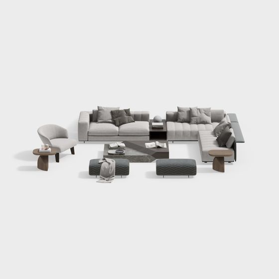 Modern Urban Living Room Set 3D model