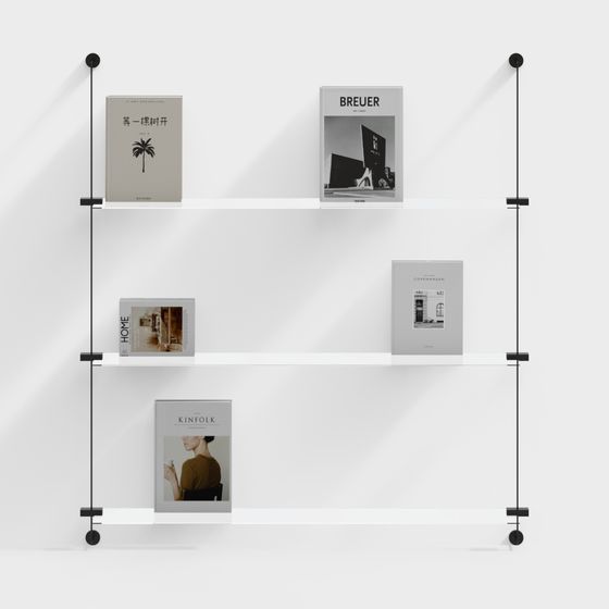 Minimalist 3D Bookshelf Model for Creative Spaces