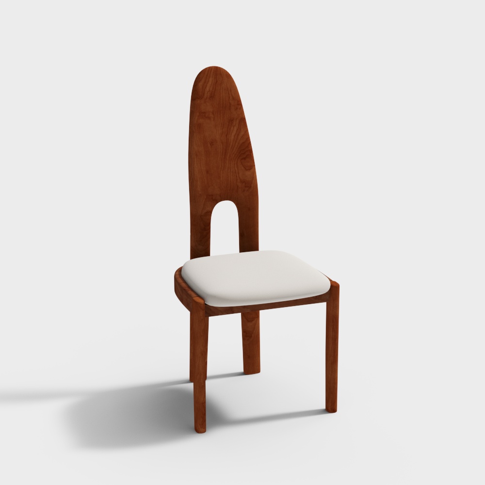Elegant Minimalist Chair 3D Model – Curved Wood Design