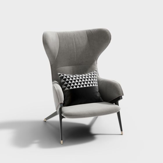 Elegant Wing Chair 3D model for Modern Spaces
