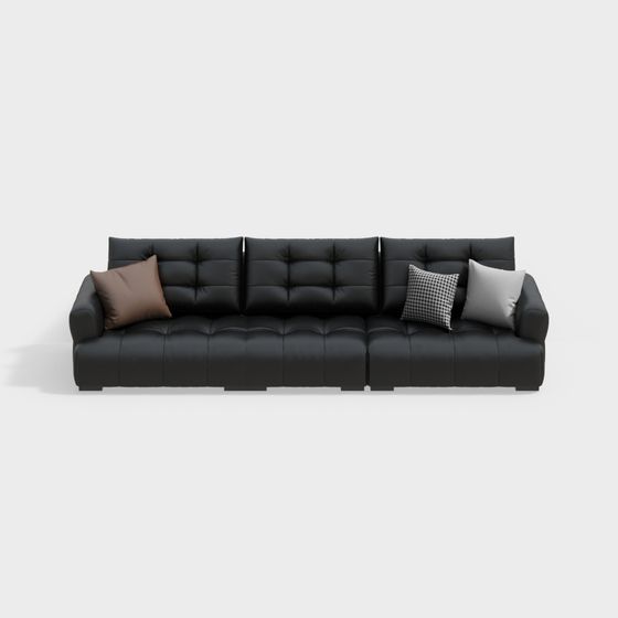 French Leather Multi-Person Sofa