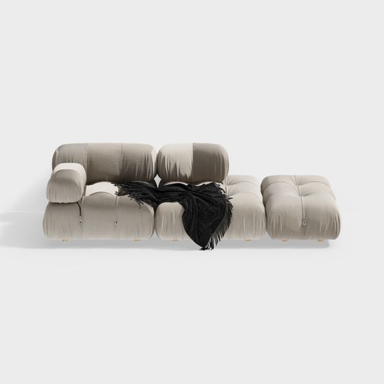 Low-Polygon 3D Sofa Model for Modern Interiors