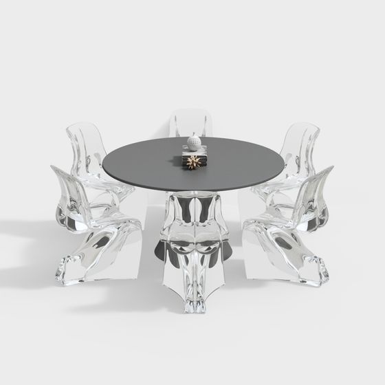 Transparent Crystal Dining Table 3D model