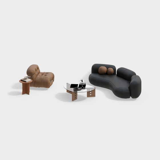 Urban Living Room Set 3D model for Modern Aesthetics
