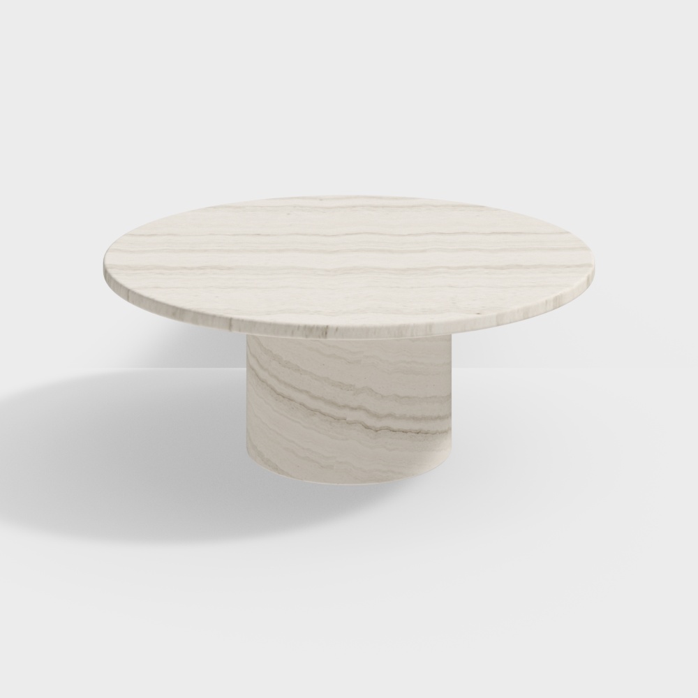 Elegant Marble Round Table 3D Model – White Marble Texture