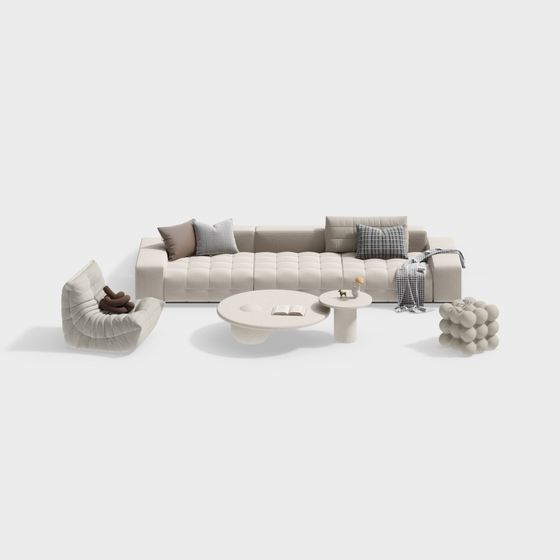 Trendy 3D Sofa Set Model for Contemporary Homes