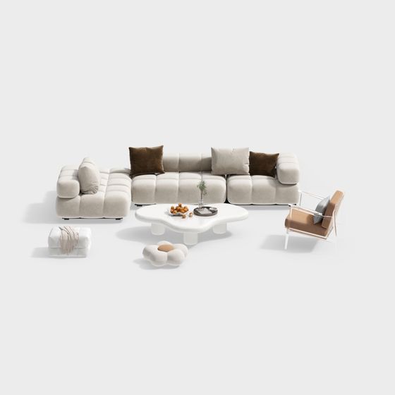Stylish Urban Living Room Set 3D model