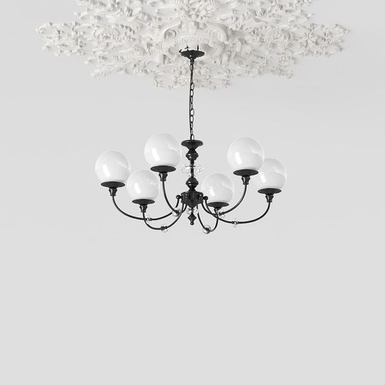 Classic Low-Polygon Chandelier 3D model for Creative Spaces