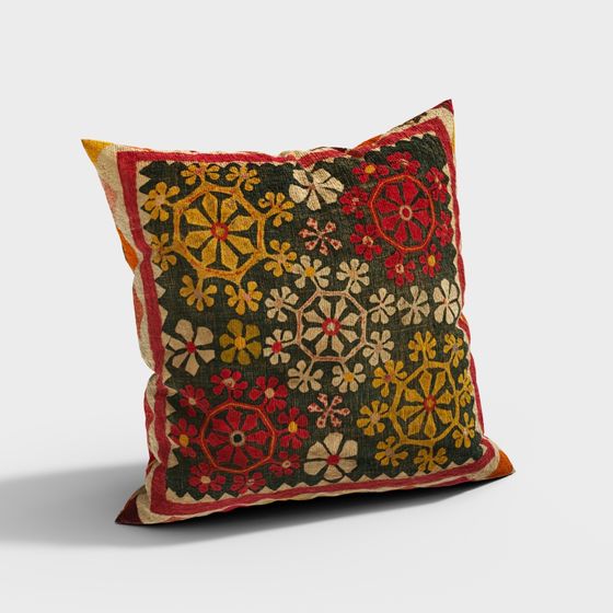 Vintage Embroidered Pillow 3D model