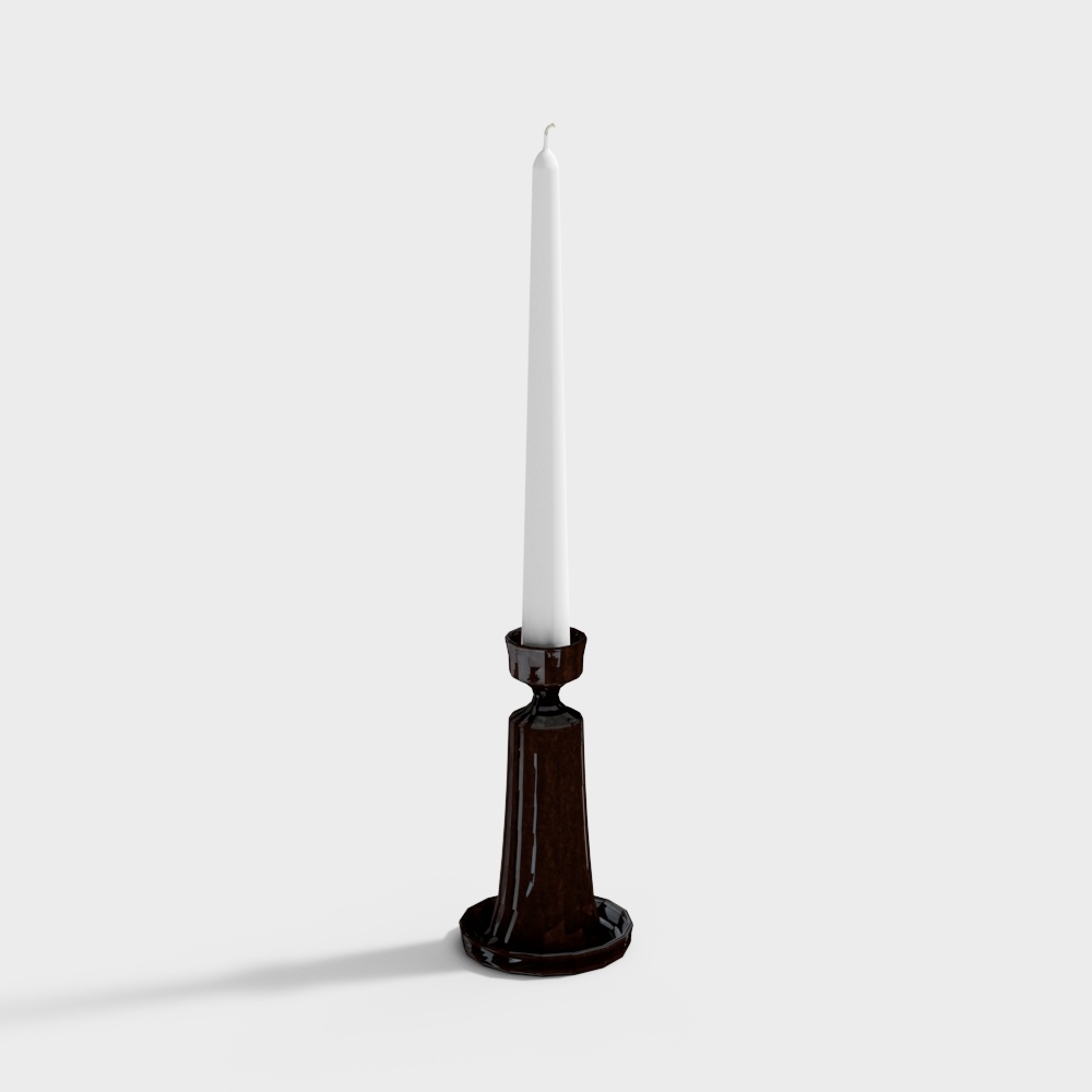 Elegant Low-Poly Candle Holder 3D Model – Retro Modern Design