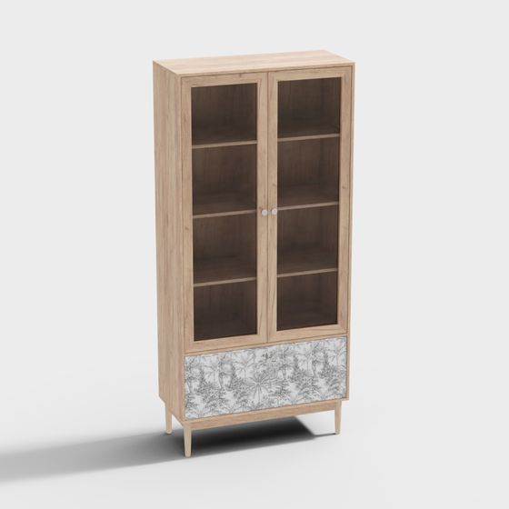 Artistic Low-Polygon Bookshelf 3D model