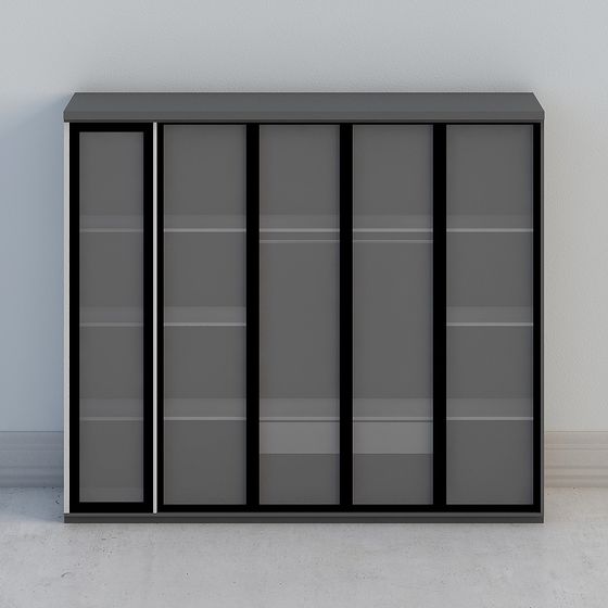 Stylish Glass Door Display Cabinet 3D model