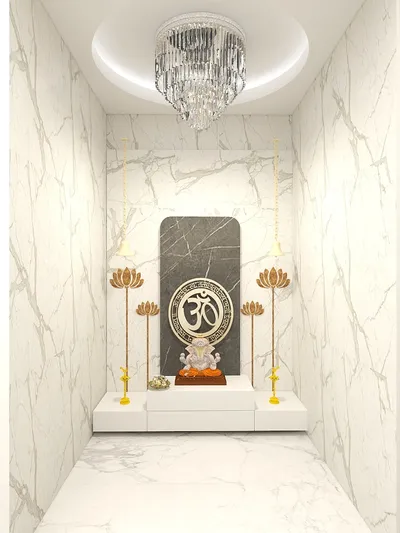 Elegant White Marble Prayer Room Design