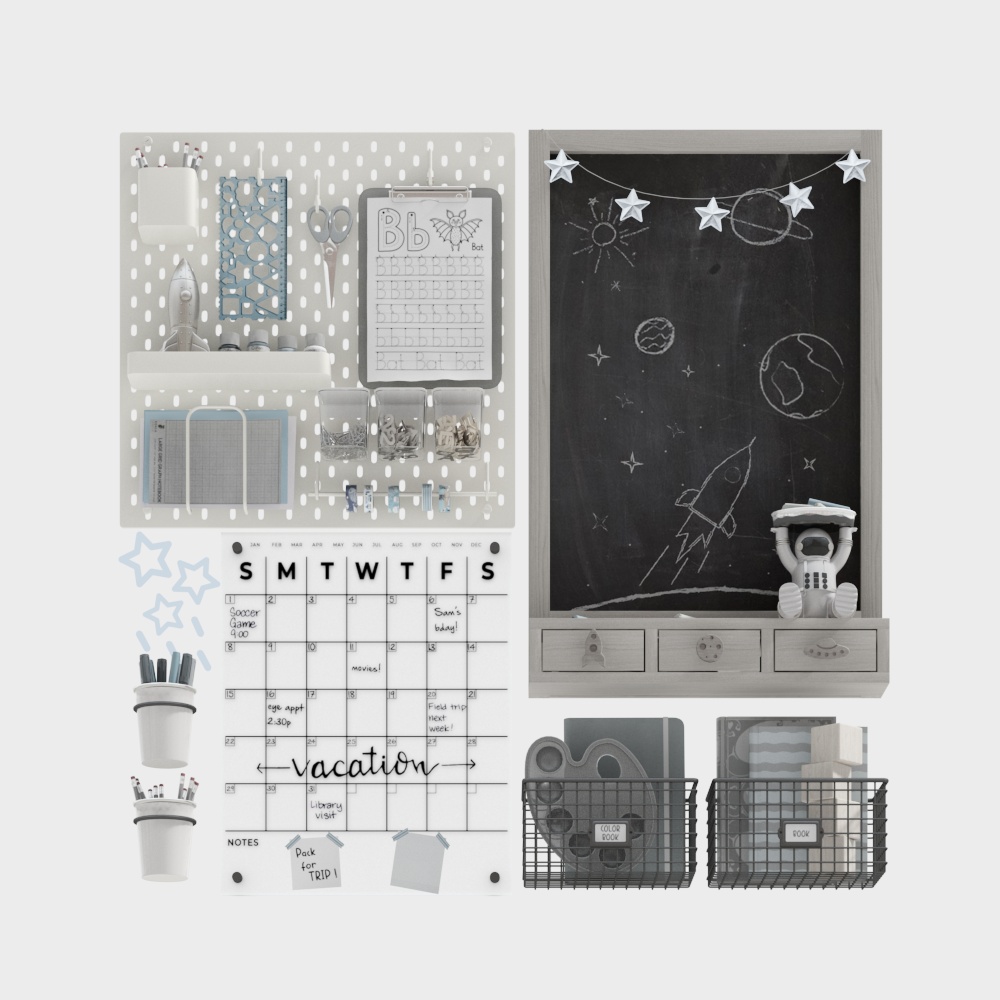 Ikea SKADIS Pegboard for Teenagers and Kids 07_Vray