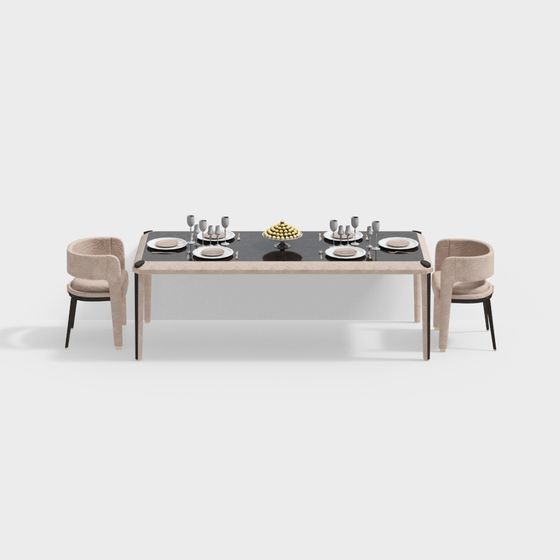 Elegant Low-Poly Dining Table 3D Model
