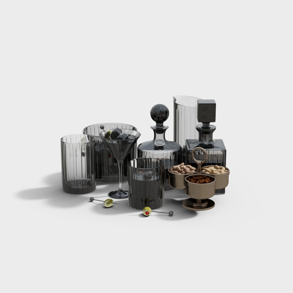 Urban Bar Corner 3D Model – Modern Black Glass Design