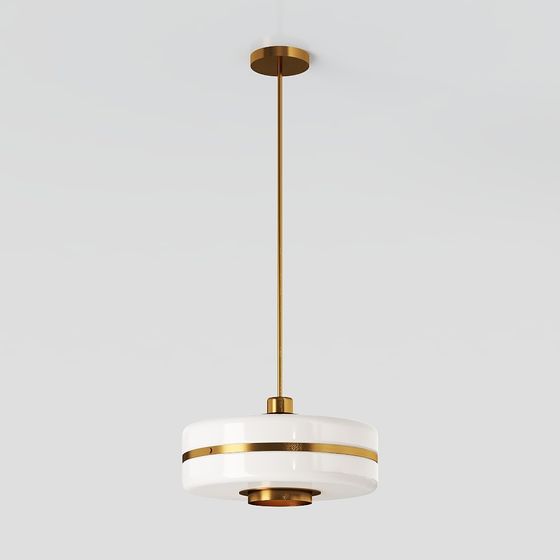 Elegant Golden and White Pendant Light 3D model