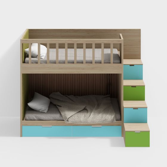 Colorful Bunk Bed 3D model for Modern Interiors