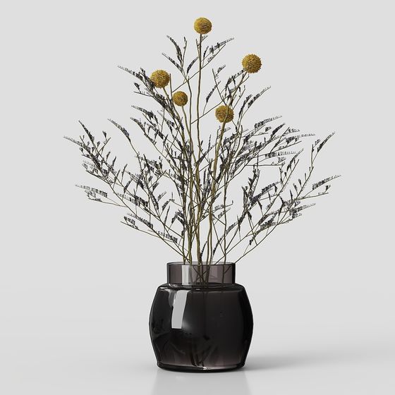 Elegant Dried Flower Vase 3D model