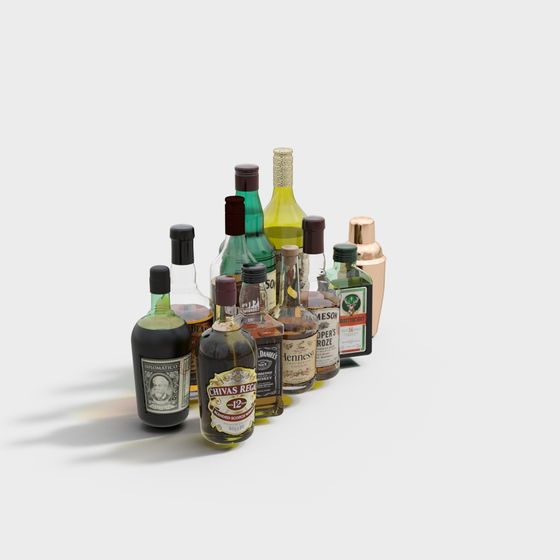 Premium Liquor Bottles 3D model