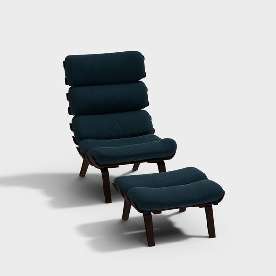 Comfortable Sofa Chair and Ottoman Set 3D model