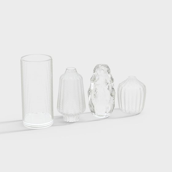 Elegant Low Poly Glassware Set 3D model