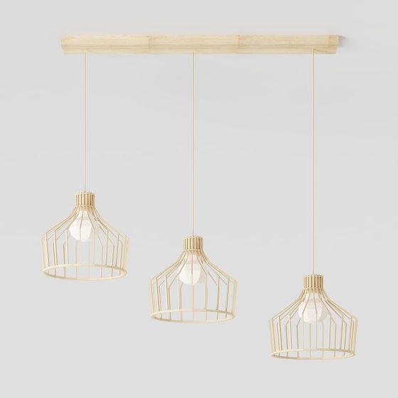 Wooden Birdcage Pendant Light 3D model for Creative Spaces