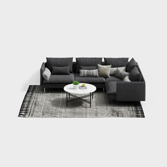 Stylish Low-Poly Sofa 3D model for Modern Living Spaces