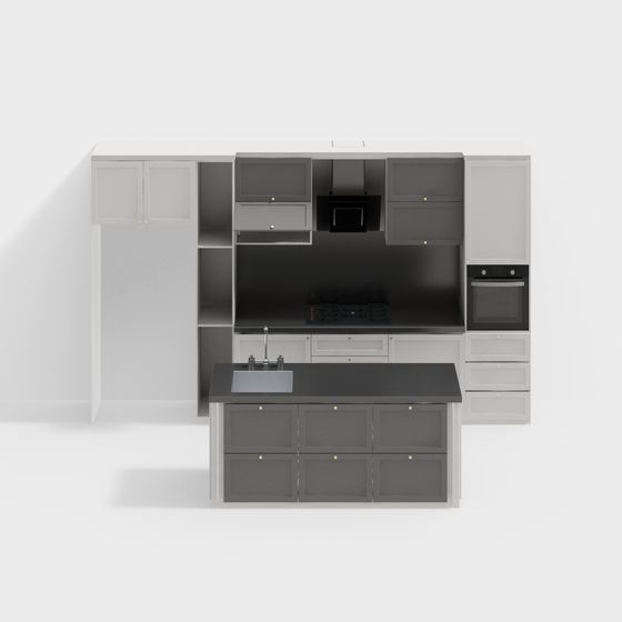 Modern Low-Poly Kitchen 3D model Design