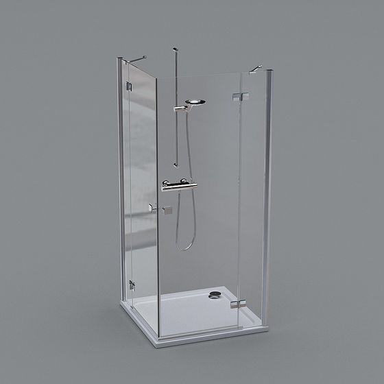 Sleek Glass Shower Enclosure 3D model