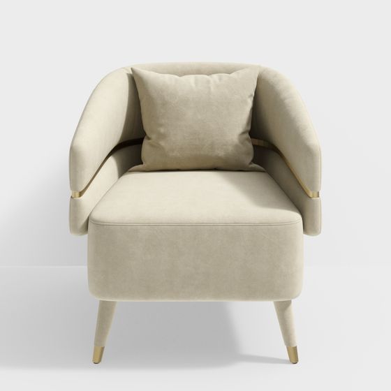 Elegant Upholstered Armchair 3D model