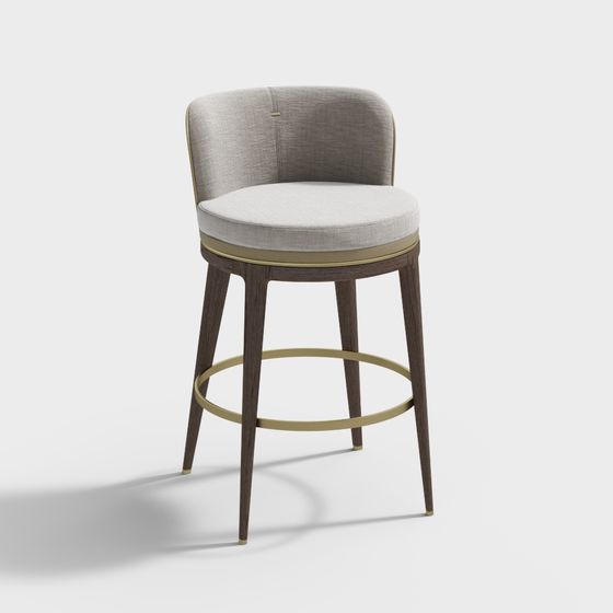 Linen Bar Stool 3D model - Modern Elegance